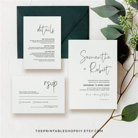 etsy template wedding invitation